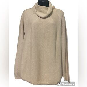Talbots Classic Gold Knit Sweater Cowl Neck SZ M